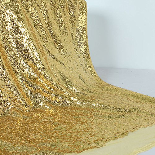 AnnyCraft Glitzernder Paillettenstoff mit Stickerei, glitzerndes Material für Kleidung, Party, Events, Meterware (Gold) von AnnyCraft