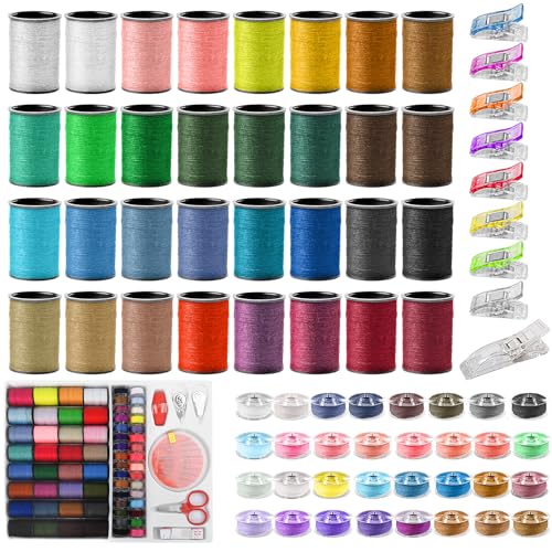 Annyswit 64-Teilig Nähgarn Sortiment Set mit 10 Clips 100% Polyester Nähgarn für Nähmaschine Mix Zufällige Farben Nähfaden Nähmaschinengarn Garnrollen Nähset Nähzubehör für Hand & Anfänger Reisen Annyswit 64-Teilig Nähgarn Sortiment Set mit 10 Clips 100% Polyester Nähgarn für Nähmaschine Mix Zufällige Farben Nähfaden Nähmaschinengarn Garnrollen Nähset Nähzubehör für Hand & Anfänger Reisen von Annyswit