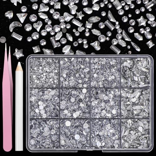 Weiße Strasssteine zum Basteln, transparente weiße Harz-Strasssteine und Edelsteine, verschiedene Formen für beeindruckende Edelsteine für Nägel, Gesicht, Augen, Make-up, DIY Handwerk von Anower