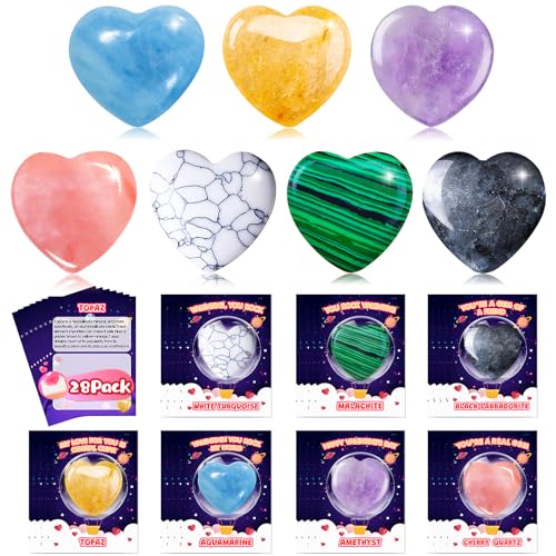 Anpow Valentinstagsgeschenke für Kinder im Klassenzimmer: 28 Stück Valentinstagskarten, Geschenktüten mit Herzsteinen, Großpackung, Valentinstagstausch-Geschenke, Edelstein-Kristallsteine für Jungen, Anpow Valentinstagsgeschenke für Kinder im Klassenzimmer: 28 Stück Valentinstagskarten, Geschenktüten mit Herzsteinen, Großpackung, Valentinstagstausch-Geschenke, Edelstein-Kristallsteine für Jungen, von Anpow