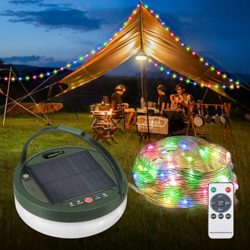 Anpro 12M 130 LED Multi-color Camping Lichterkette Aufrollbar, Solar & USB Aufladung Camping Lampe Tragbare 3600mAh, Solar Camping licht Dimmbar 5 Beleuchtungsmodi für Camping Party Gartendek Anpro 12M 130 LED Multi-color Camping Lichterkette Aufrollbar, Solar & USB Aufladung Camping Lampe Tragbare 3600mAh, Solar Camping licht Dimmbar 5 Beleuchtungsmodi für Camping Party Gartendek von Anpro