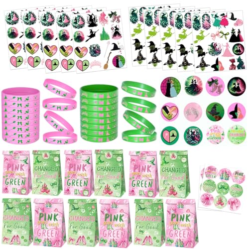 Anprola Partyzubehör mit Hexenprinzessin-Thema, Geschenktüten, Silikon-Armbändern, temporären Tattoos, Aufklebern und Abzeichen für rosa und grüne Geburtstagsparty-Dekorationen Anprola Partyzubehör mit Hexenprinzessin-Thema, Geschenktüten, Silikon-Armbändern, temporären Tattoos, Aufklebern und Abzeichen für rosa und grüne Geburtstagsparty-Dekorationen von Anprola