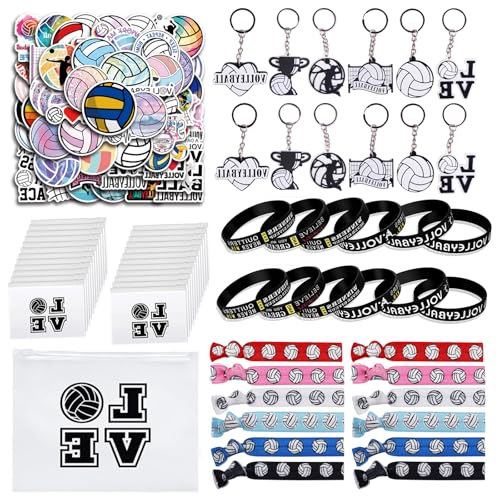 Anprola Volleyball-Partygeschenke, Sportgeschenke, inklusive Volleyball-Schlüsselanhänger, Silikon-Armbänder, Haargummis, Goodie-Taschen und Aufkleber für Volleyball-Mottoparty-Zubehör, Dekorationen Anprola Volleyball-Partygeschenke, Sportgeschenke, inklusive Volleyball-Schlüsselanhänger, Silikon-Armbänder, Haargummis, Goodie-Taschen und Aufkleber für Volleyball-Mottoparty-Zubehör, Dekorationen von Anprola