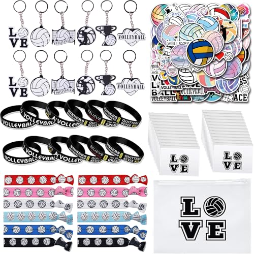 Anprola Volleyball-Partygeschenke, Sportgeschenke, inklusive Volleyball-Schlüsselanhänger, Silikon-Armbänder, Haargummis, Goodie-Taschen und Aufkleber für Volleyball-Mottoparty-Zubehör, Dekorationen Anprola Volleyball-Partygeschenke, Sportgeschenke, inklusive Volleyball-Schlüsselanhänger, Silikon-Armbänder, Haargummis, Goodie-Taschen und Aufkleber für Volleyball-Mottoparty-Zubehör, Dekorationen von Anprola