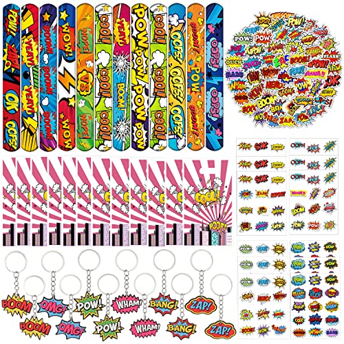 Superhelden-Partygeschenke, 98 Stück, Geburtstagsdekorationen, Zubehör mit 12 Armbändern, 12 Schlüsselanhänger, 12 Geschenktüten, 12 Blatt temporäre Tattoos, 50 Aufkleber für Kinder, Geschenke Superhelden-Partygeschenke, 98 Stück, Geburtstagsdekorationen, Zubehör mit 12 Armbändern, 12 Schlüsselanhänger, 12 Geschenktüten, 12 Blatt temporäre Tattoos, 50 Aufkleber für Kinder, Geschenke von Anprola