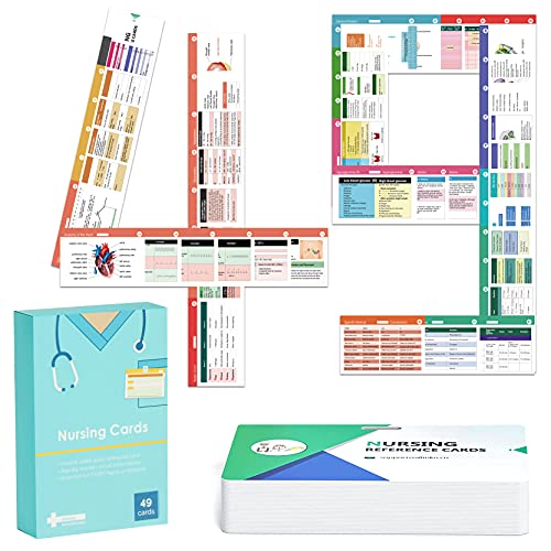 Horizontale Referenzkarten für Krankenpfleger, Krankenpflege-Essentials-Set, Bonus-Spickzettel – Laborwerte, EKG, Vitals usw. für Krankenschwestern, LPN oder Studenten, 49 Stück Horizontale Referenzkarten für Krankenpfleger, Krankenpflege-Essentials-Set, Bonus-Spickzettel – Laborwerte, EKG, Vitals usw. für Krankenschwestern, LPN oder Studenten, 49 Stück von Anrapley