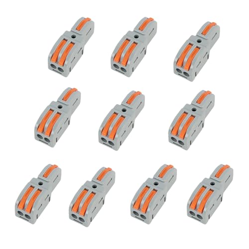 10 Stück Kabelverbinder, 1 In 2 Out Verbindungsklemme mit Hebel, Lüsterklemmen Steckbar für Kabel 0,2–4 mm², DIY Kombinierbare Kompakt Klemmen Elektro, kabelverbinder-schnellklemmenblöcke von Anrbb