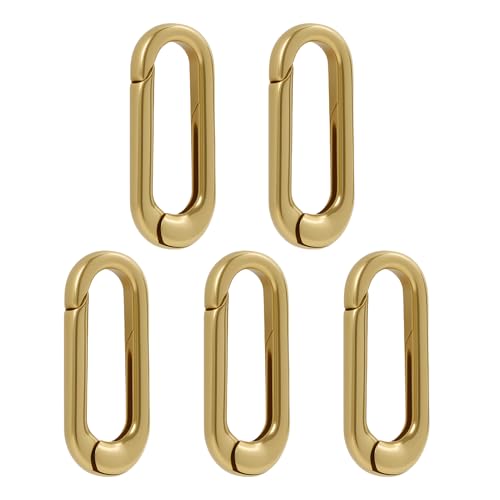 5 Stück Mini Karabiner Gold, Kettenverschluss aus Kupfer in Gold, Ovaler Federringverschluss 18x7mm, Schmuckverschluss für DIY Schmuck, Armbandverschluss, Karabinerhaken für Ketten von Anrbb