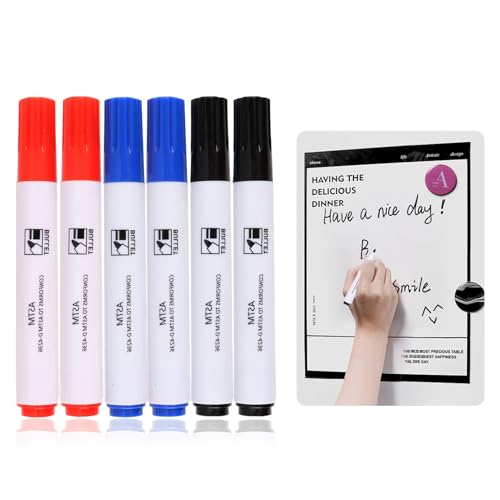 Whiteboard-Stifte, trocken abwischbar, Kombinationen für Whiteboard-Marker, praktische Farben (Schwarz, Blau, Rot), Whiteboard-Marker, abwischbar, geruchsarm, für Büro, Haus und Schule, 6 Stück von Anrbb