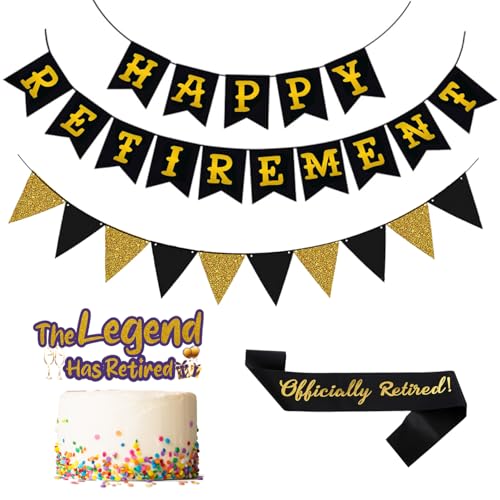 Anreixx Partydekorationen für den Ruhestand – inklusive vorbespanntem "Happy Retirement"-Banner und Wimpelkette, Kuchendekoration, Schärpe Anreixx Partydekorationen für den Ruhestand – inklusive vorbespanntem "Happy Retirement"-Banner und Wimpelkette, Kuchendekoration, Schärpe von Anreixx