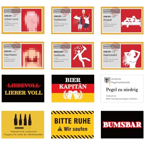 Anruzon 120x Malle Sticker Set in Top-Qualität mit UV-Beschichtung - 12 Motive x 10 Sticker - Lustige Sauf Aufkleber für Malle Accessoires, Ballermann, Festival, Shirt, JGA Party von Anruzon