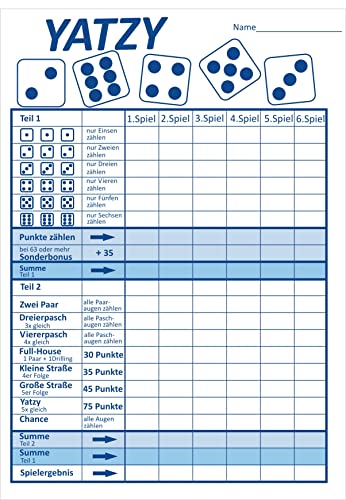 Anschütz 50er Spielblock für Yatzy Würfelspiel Pasch Schreibblock Notizblock Ersatzblock Anschütz 50er Spielblock für Yatzy Würfelspiel Pasch Schreibblock Notizblock Ersatzblock von Anschütz