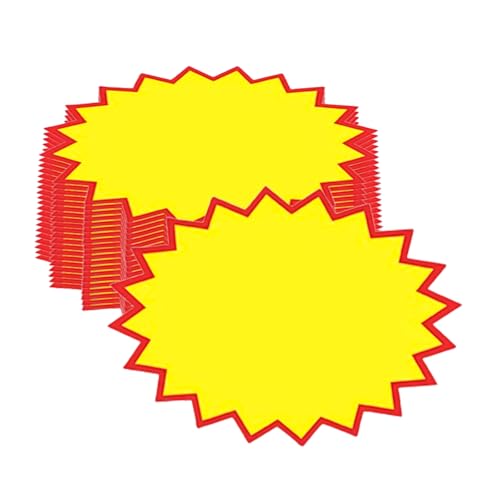Anseom 200 Stück Preisschilder, Blanko Starburst Burst Preis Zschilder, Starburst Verkaufsschilder Leere Einzelhandelsschild Werbepreis-Kartenanhänger für Supermärkte,Geschäfte,Einzelhandelsgeschäfte von Anseom
