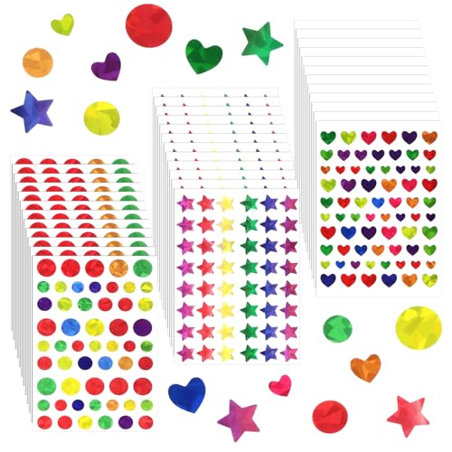Anseom 2052 Stück/36 Blätter Glitzer Aufkleber für Kinder Sterne Aufkleber Laser Aufkleber Belohnungsaufkleber Herz Sterne Rund Selbstklebend Sticker für Kinder-DIY-Kunsthandwerk Lehrer Belohnung Anseom 2052 Stück/36 Blätter Glitzer Aufkleber für Kinder Sterne Aufkleber Laser Aufkleber Belohnungsaufkleber Herz Sterne Rund Selbstklebend Sticker für Kinder-DIY-Kunsthandwerk Lehrer Belohnung von Anseom
