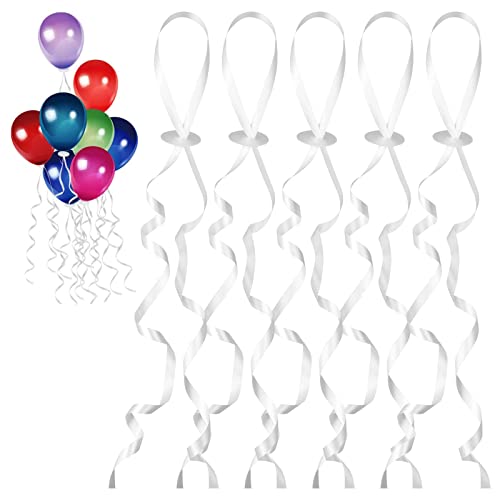 Anseom Ballonverschlüss mit Schnur, Luftballon Verschluss Premium Ballonverschlüsse mit Schnellverschluss für DIY Weihnachten Geburtstag Hochzeit Party Dekoration Normale Ballons Heliumballons Weiß von Anseom