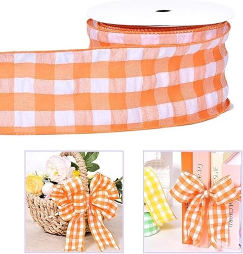anshome 6,3 cm x 9,1 m orange-weißes Büffelkariertes Drahtband, Frühlingsorange kariert, Bauernhaus, Gingham-Bastelband für Bastelarbeiten, Geschenkverpackungen, Kranz, Frühling, Urlaub, Ostern anshome 6,3 cm x 9,1 m orange-weißes Büffelkariertes Drahtband, Frühlingsorange kariert, Bauernhaus, Gingham-Bastelband für Bastelarbeiten, Geschenkverpackungen, Kranz, Frühling, Urlaub, Ostern von Anshome
