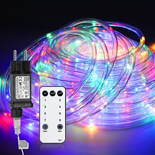 Ansobea LED Lichterschlauch Außen, 10m LEDs Lichterkette, IP65 Wasserdicht LED Schlauch, mit Fernbedienung & Timer,für Außen Innen Party Hochzeit Weihnachten Dekolicht, Bunt von Ansobea