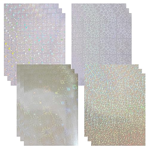 Hologrammfolie,A4 transparentes holografisches Overlay Laminierung Vinyl, Transparent Wasserdicht Bastelpapier Glitzer Papier Sticker,für Dekoration von Ansodo