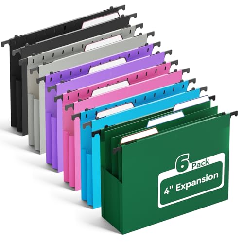 Ansook Hängemappen aus Kunststoff, hohe Kapazität, strapazierfähig, 10,2 cm, Akkordean-Tasche, versetzte Tabs mit beweglichen Trennwänden, verstärkt, extra breit, Briefgröße, Ordner für Aktenschrank, von Ansook