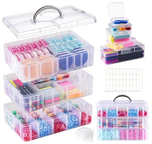 Anstore 3 Etagen Stapelbare Sortierbox Transparent Kunststoff mit Tragegriff, 45 Kleine Aufbewahrungsbox 5 Größen mit Klappdeckel für Kleinteile&1 Groß Aufbewahrungsbox für Kunsthandwerk, Nähwerkzeuge Anstore 3 Etagen Stapelbare Sortierbox Transparent Kunststoff mit Tragegriff, 45 Kleine Aufbewahrungsbox 5 Größen mit Klappdeckel für Kleinteile&1 Groß Aufbewahrungsbox für Kunsthandwerk, Nähwerkzeuge von Anstore