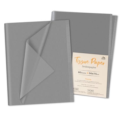Anstore 60 Blatt Seidenpapier Grau Transparentpapier Packseide 50 x 75 cm Seidenpapier Verpackungsmaterial für Geschenktüten,Bastelpapier DIY für Geburtstag Hochzeit Babyparty Weihnachten Dekorationen Anstore 60 Blatt Seidenpapier Grau Transparentpapier Packseide 50 x 75 cm Seidenpapier Verpackungsmaterial für Geschenktüten,Bastelpapier DIY für Geburtstag Hochzeit Babyparty Weihnachten Dekorationen von Anstore