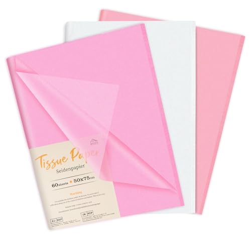 Anstore 60 Blatt Seidenpapier Weiß and Rosa Transparentpapier 50x75 cm Tissue Paper,Seidenpapier Verpackungsmaterial für Geschenktüten, Geschenkpapier für Geburtstag Hochzeit Weihnachten Dekorationen Anstore 60 Blatt Seidenpapier Weiß and Rosa Transparentpapier 50x75 cm Tissue Paper,Seidenpapier Verpackungsmaterial für Geschenktüten, Geschenkpapier für Geburtstag Hochzeit Weihnachten Dekorationen von Anstore