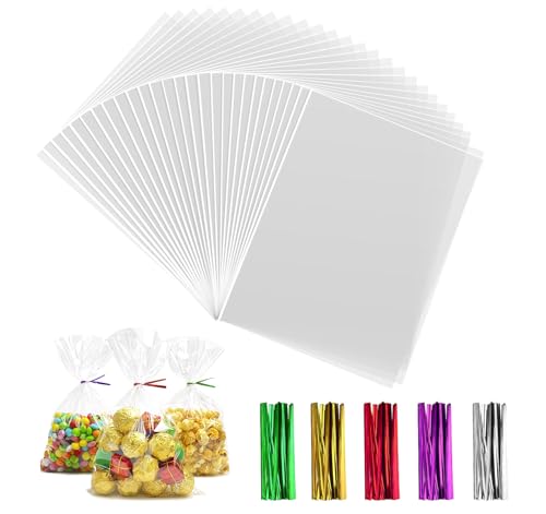 Anstore Cellophantüten Durchsichtige 10x15cm, 200Stück Süßigkeiten Tüten Transparent Kekstüten mit 200 Bunt Metallischen Bindebaender für Hochzeit Weihnachten Geschenktaschen Kindergeburtstag Tütchen Anstore Cellophantüten Durchsichtige 10x15cm, 200Stück Süßigkeiten Tüten Transparent Kekstüten mit 200 Bunt Metallischen Bindebaender für Hochzeit Weihnachten Geschenktaschen Kindergeburtstag Tütchen von Anstore