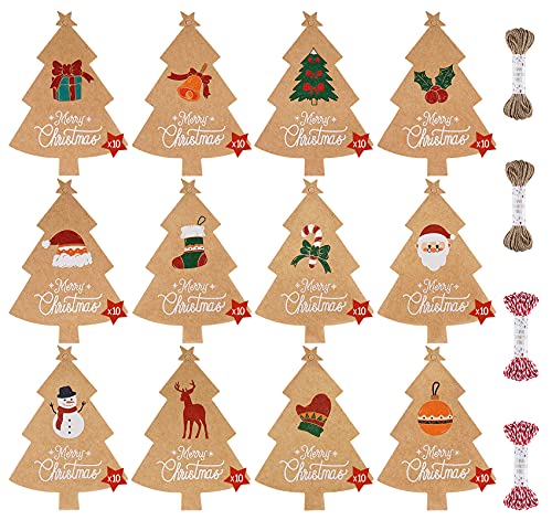 Anstore Geschenkanhänger Weihnachten, 120 Stück Weihnachten Kraftpapier Etiketten Geschenkanhänger Anhänger Etiketten mit Jute-Schnur und rot/weiß Baumwollgarn für Geschenke verpackung Decor Anstore Geschenkanhänger Weihnachten, 120 Stück Weihnachten Kraftpapier Etiketten Geschenkanhänger Anhänger Etiketten mit Jute-Schnur und rot/weiß Baumwollgarn für Geschenke verpackung Decor von Anstore