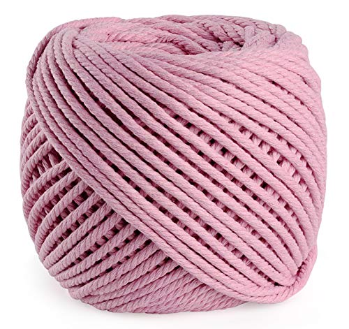 Anstore Rosa Makramee Garn 4mmx100m Makramee-Schnur Baumwollgarn Hochzeit Baumwollkordel Makramee Natürliche Baumwollschnur für DIY Handwerk, Makramee Kunst, Gartenschnur, Geschenke Verpacken von Anstore
