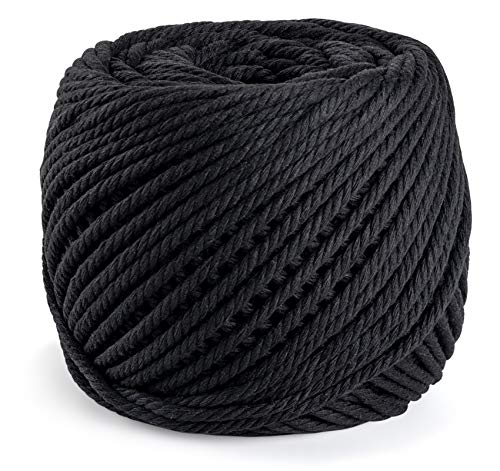 Anstore Makramee Garn 4mm x 100m Makramee-Schnur Baumwollgarn Baumwollkordel Makramee Natürliche Baumwollschnur für DIY Handwerk, Makramee Kunst, Gartenschnur, Geschenke Verpacken (Schwarz) von Anstore