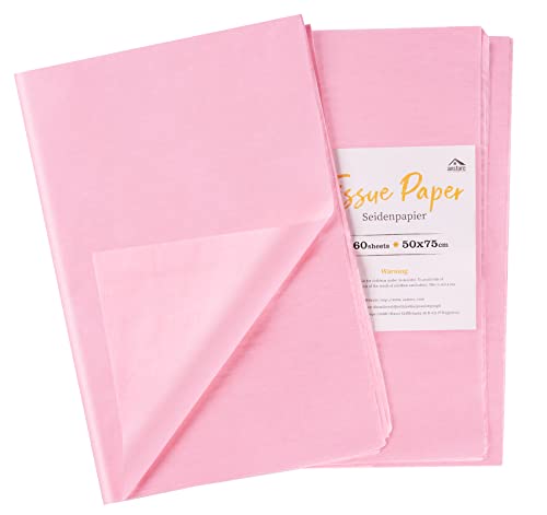 Anstore Seidenpapier 60 Blatt 50 x 75 cm Transparentpapier Rosa Bastelpapier zum Basteln und zur Dekoration für Geburtstag Hochzeit Weihnachten, 17gm von Anstore