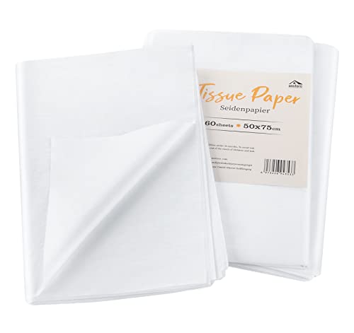 Seidenpapier Weiß,Anstore 60 Blatt Packseide weiß 50 x 75 cm Transparentpapier Weiß Bastelpapier Basteln und Dekoration für Geburtstag Hochzeit Weihnachten, Seidenpapier Verpackungsmaterial 17g/m² Seidenpapier Weiß,Anstore 60 Blatt Packseide weiß 50 x 75 cm Transparentpapier Weiß Bastelpapier Basteln und Dekoration für Geburtstag Hochzeit Weihnachten, Seidenpapier Verpackungsmaterial 17g/m² von Anstore
