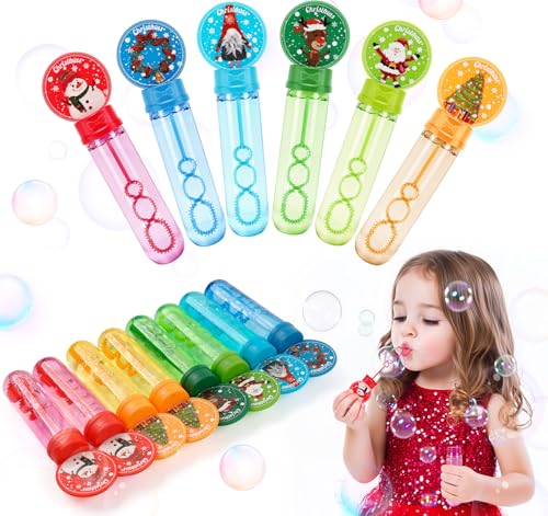 Anstore Seifenblasen Set Weihnachten, 8 Stück Seifenblasen Kinder in 6 Farben,Cartoon Griff Mini Seifenblasen Stäbe für Seifenblasen Hochzeit, Geburtstag, Party (10 Geschenkkarte) von Anstore