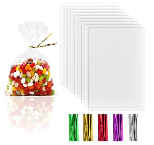 Anstore Süßigkeiten Tüten Klein Durchsichtige 8x12cm, 200 Zellophantüten Transparent Kekstüten mit 200 Bunt Metallischen Bindebaender für Hochzeit Weihnachten Geschenktaschen Kindergeburtstag Tütchen Anstore Süßigkeiten Tüten Klein Durchsichtige 8x12cm, 200 Zellophantüten Transparent Kekstüten mit 200 Bunt Metallischen Bindebaender für Hochzeit Weihnachten Geschenktaschen Kindergeburtstag Tütchen von Anstore
