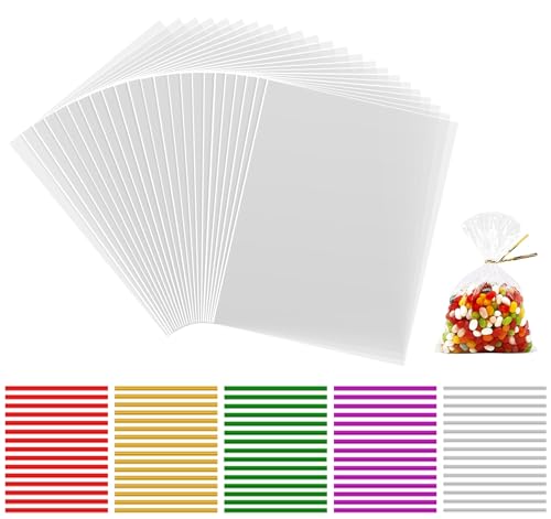 Anstore Zellophantüten 15x20cm, 200 Süßigkeiten Tüten Transparent Cellophantüten mit 200 Bunt Metallischen Bindebaender für Hochzeit Weihnachten Geschenktaschen Kindergeburtstag Tütchen Durchsichtige Anstore Zellophantüten 15x20cm, 200 Süßigkeiten Tüten Transparent Cellophantüten mit 200 Bunt Metallischen Bindebaender für Hochzeit Weihnachten Geschenktaschen Kindergeburtstag Tütchen Durchsichtige von Anstore