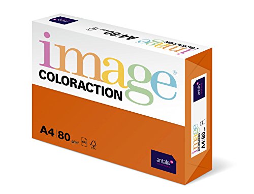 Image Coloraction Amsterdam - farbiges Kopierpapier - DIN A4, 210 x 297 mm, 80 g/m² - buntes, holzfreies Druckerpapier für Kopierer - 500 Blatt - Orange von IMAGE