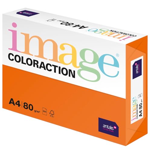 Image Coloraction Amsterdam - farbiges Kopierpapier - DIN A4, 210 x 297 mm, 80 g/m² - buntes, holzfreies Druckerpapier für Kopierer - 500 Blatt - Orange von IMAGE