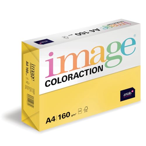 Image Coloraction Canary - farbiges Kopierpapier - DIN A4, 210 x 297 mm, 160 g/m² - buntes, holzfreies Druckerpapier für Kopierer - 250 Blatt - Kanariengelb von Image Coloraction