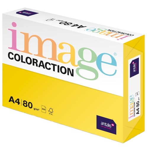 Image Coloraction Canary - farbiges Kopierpapier - DIN A4, 210 x 297 mm, 80 g/m² - buntes, holzfreies Druckerpapier für Kopierer - 500 Blatt - Kanariengelb von Antalis