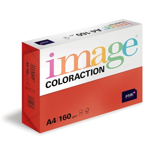 Image Coloraction Chile - farbiges Kopierpapier - DIN A4, 210 x 297 mm, 160 g/m² - buntes, holzfreies Druckerpapier für Kopierer - 250 Blatt - Rot von IMAGE