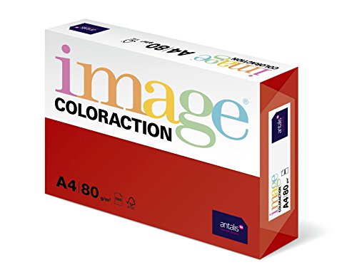 Image Coloraction Chile - farbiges Kopierpapier - DIN A4, 210 x 297 mm, 80 g/m² - buntes, holzfreies Druckerpapier für Kopierer - 500 Blatt - Rot von IMAGE