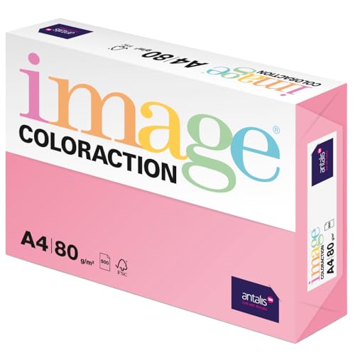 Image Coloraction Coral - farbiges Kopierpapier - DIN A4, 210 x 297 mm, 80 g/m² - buntes, holzfreies Druckerpapier für Kopierer - 500 Blatt - Rosa von IMAGE