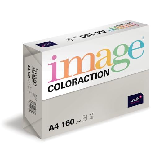 Image Coloraction Iceland - farbiges Kopierpapier - DIN A4, 210 x 297 mm, 160 g/m² - buntes, holzfreies Druckerpapier für Kopierer - 250 Blatt - Grau von Image Coloraction