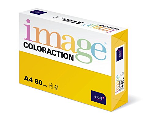 Image Coloraction Sevilla - farbiges Kopierpapier - DIN A4, 210 x 297 mm, 80 g/m² - buntes, holzfreies Druckerpapier für Kopierer - 500 Blatt - Sonnengelb von IMAGE