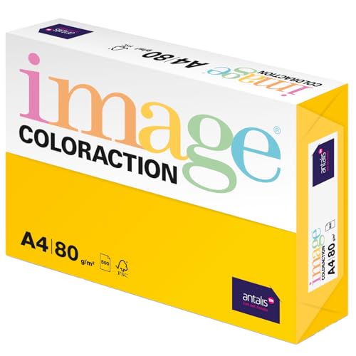 Image Coloraction Sevilla - farbiges Kopierpapier - DIN A4, 210 x 297 mm, 80 g/m² - buntes, holzfreies Druckerpapier für Kopierer - 500 Blatt - Sonnengelb von IMAGE