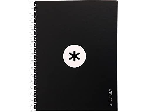 Antartik Liderpapel Notizbuch, Spiralbindung, A4, Mikrodeckel, gefüttert, 80 h, 90 g, horizontal, 1 Band, 4 Löcher, Schwarz Antartik Liderpapel Notizbuch, Spiralbindung, A4, Mikrodeckel, gefüttert, 80 h, 90 g, horizontal, 1 Band, 4 Löcher, Schwarz von Antartik