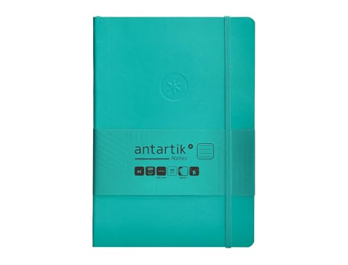 Antartik Notizbuch mit Gummiband, weißer Deckel, A5 Blatt, gestreift, Türkis, 80 Blatt, 80 Blatt, FSC von Antartik