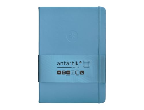 Antartik Notizheft mit Gummiband, fester Einband, A5 Blatt, kariert, Hellblau, 100 Blatt, 80 g, FSC von Antartik