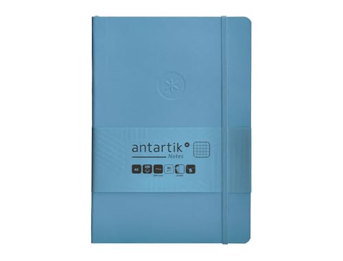 Antartik Notizheft mit Gummiband, weißer Deckel, A5 Blatt, kariert, Hellblau, 80 Blatt, 80 g, FSC von Antartik