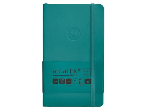 Antartik Notizheft mit Gummiband, weißer Deckel, A6, quadratisch, Aquamarin, 100 Blatt, 80 g, FSC von Antartik